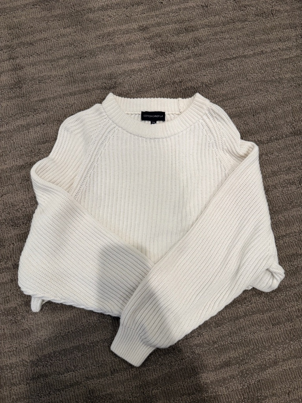 Cotton Candy Cream Crewneck Knit Sweater
